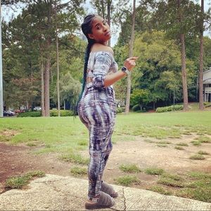 Two piece grey tye dye jumpsuit